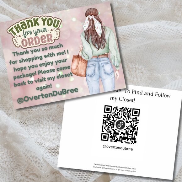 'Sweet Shopper' Feminine Energy Theme Personalized to You Thank You Card - Picture 1 of 10